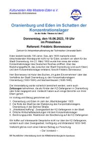 Flyer &quot;Oranienburg und Eden im Schatten der KZs&quot;